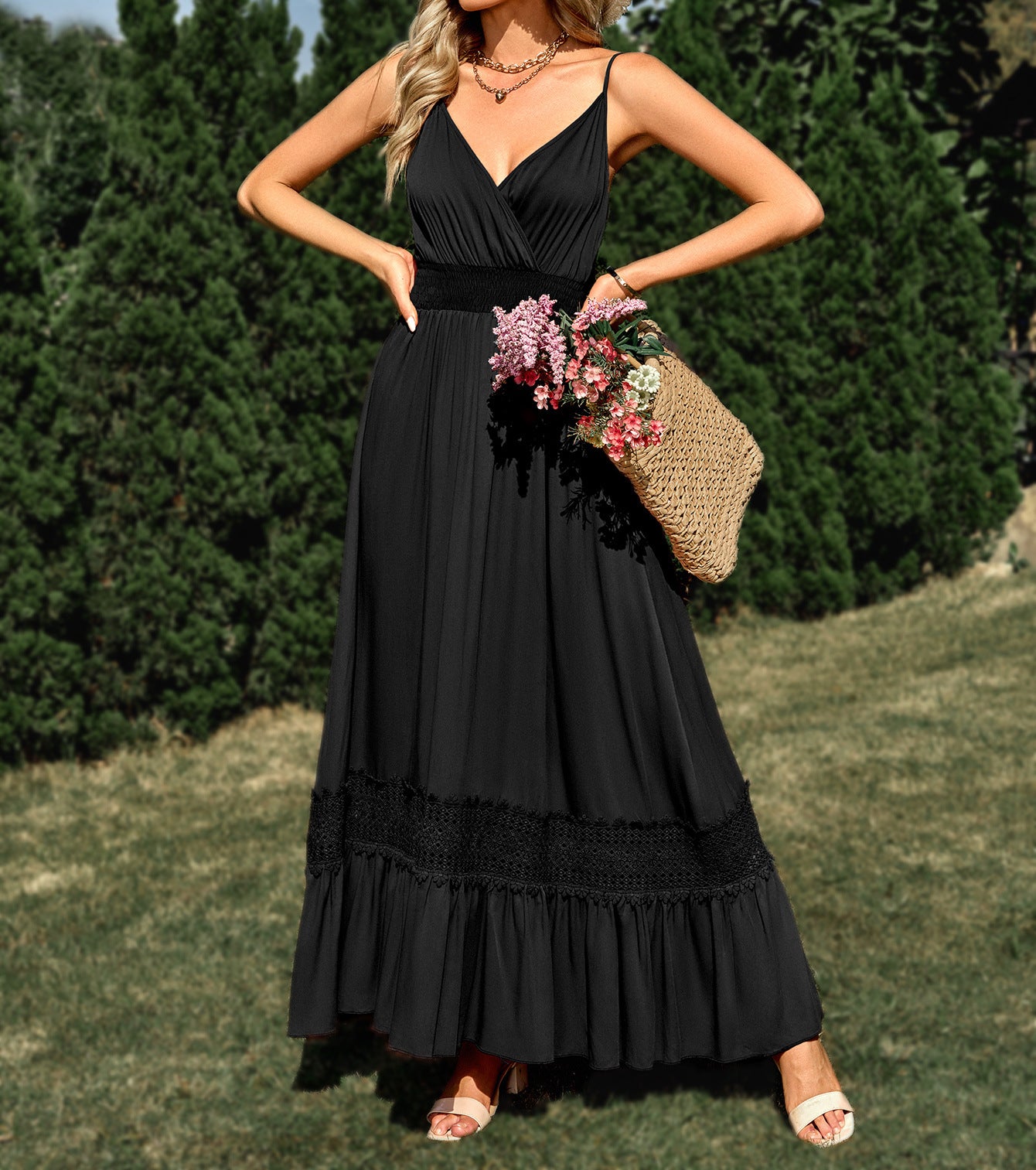 V Neck Maxi Dress