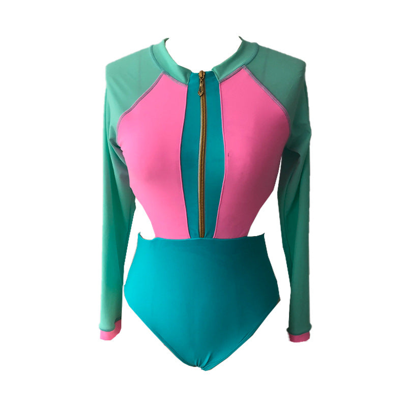 Front Zipper Long Sleeve Swimwear