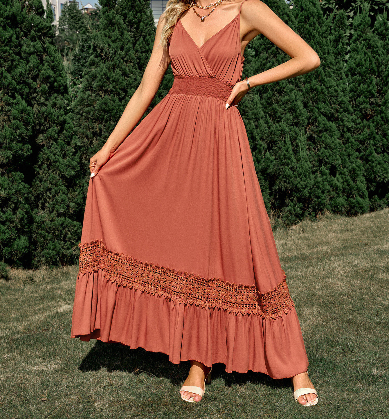 V Neck Maxi Dress