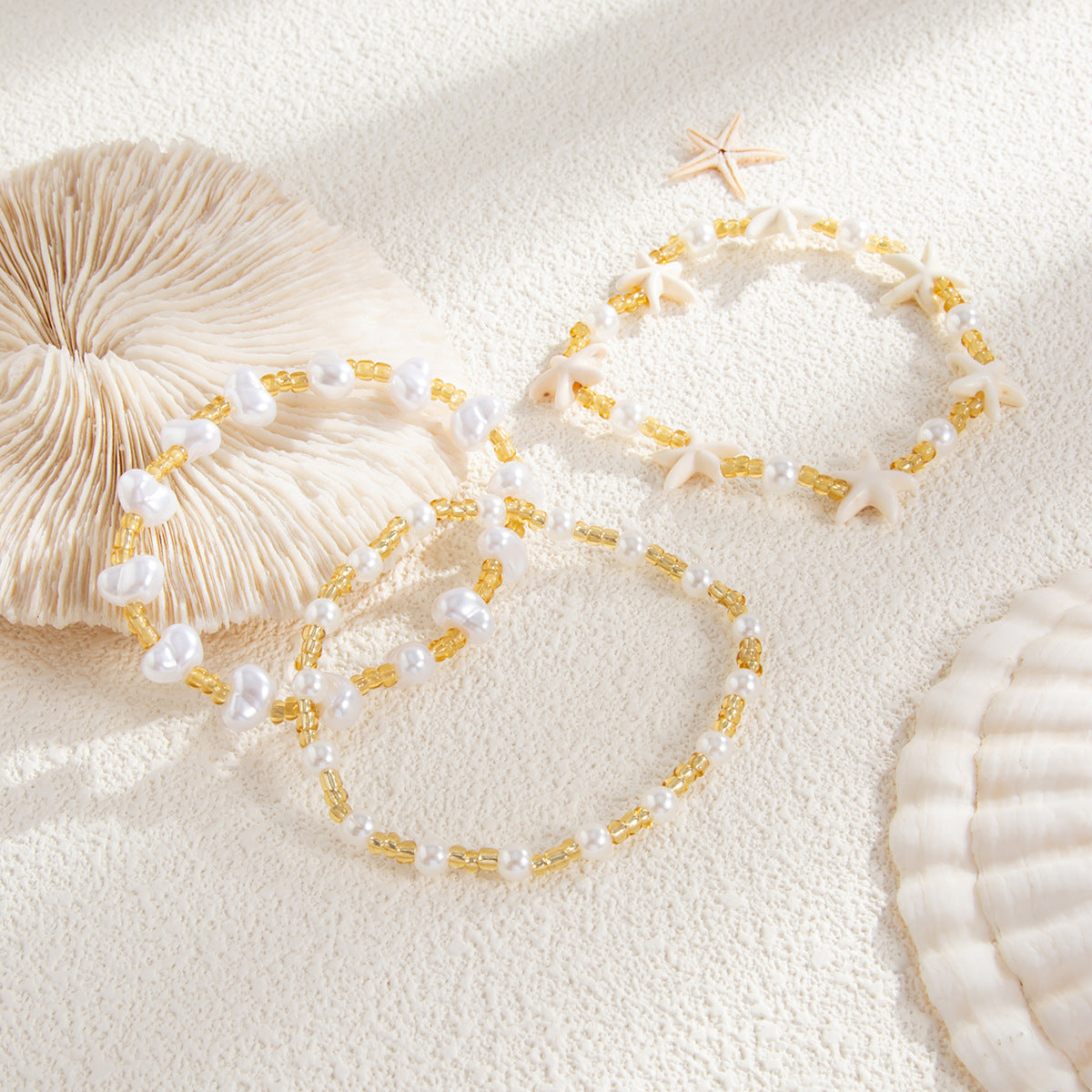Starfish Shell Imitation Pearl Chain