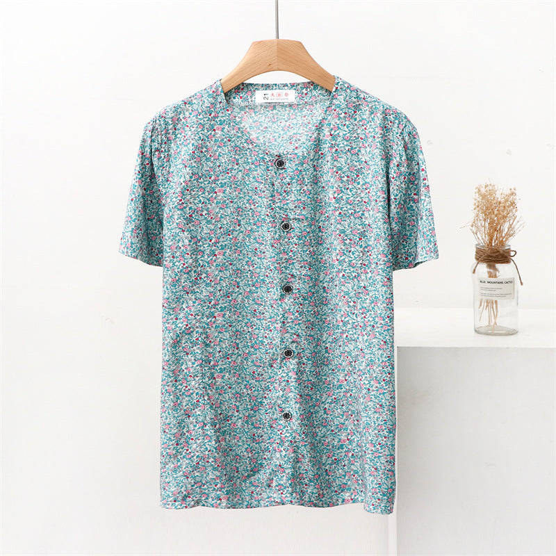 Middl-aged And Elderly Floral Buttons Top