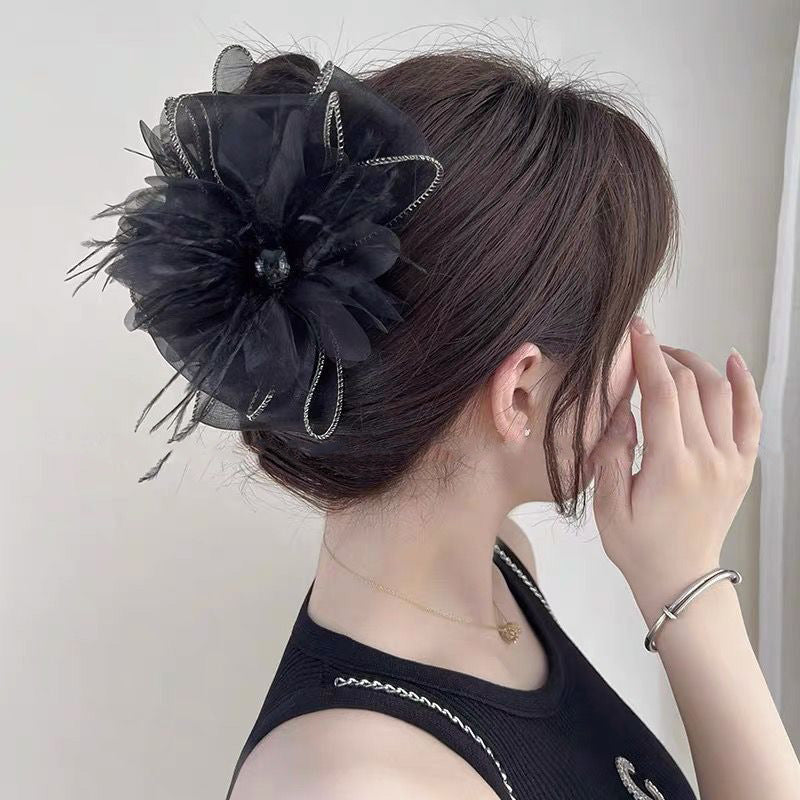 Large Colored Feather Hair Clip