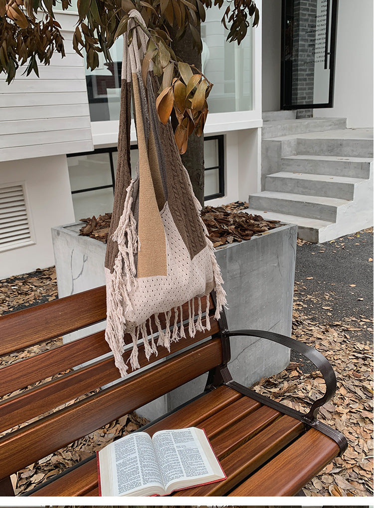 Tassel Splicing Knitted Bags