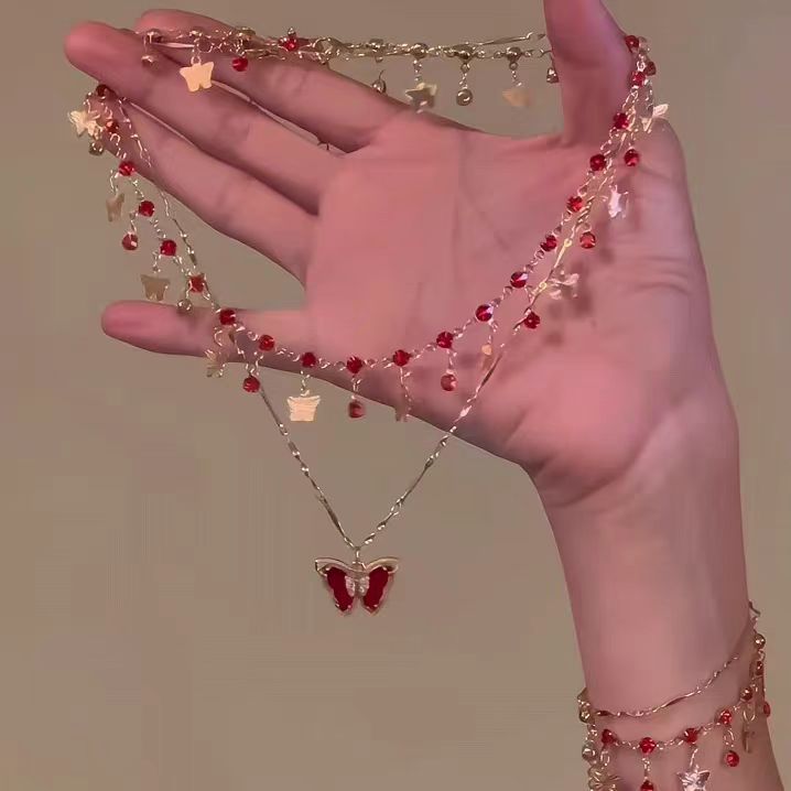Butterfly Clavicle Chain Red Necklace