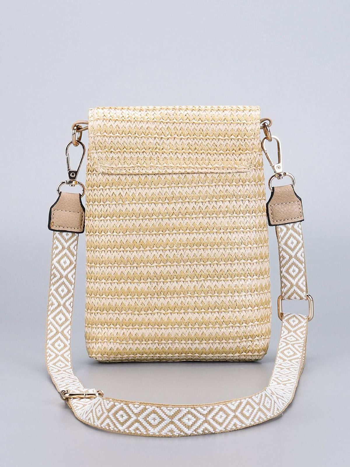 Straw Beaded Crossbody Bag