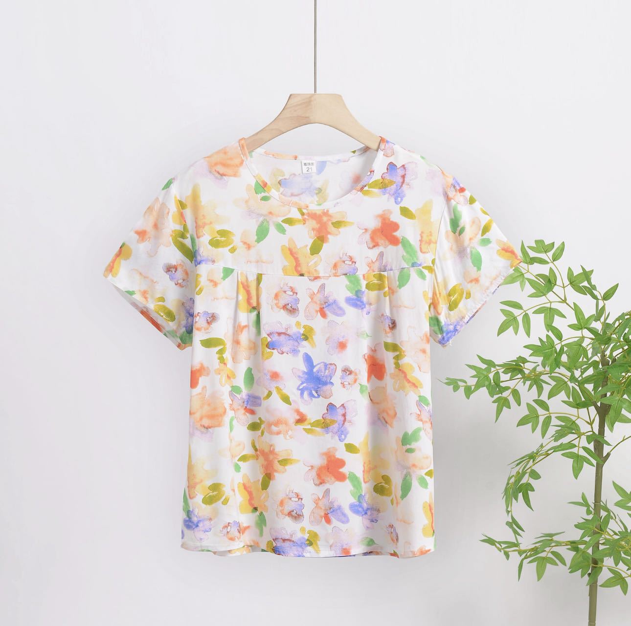 Loose Floral Print Top For Middle-aged