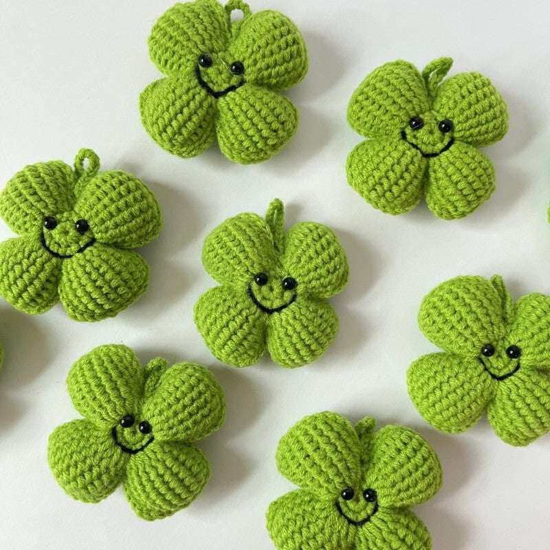 Hand-crocheted four-leaf Clover Pendants