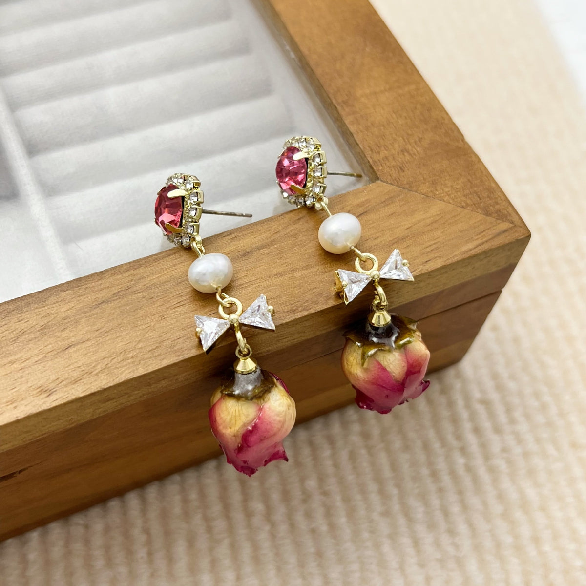 Pearl and Rose Earrings
