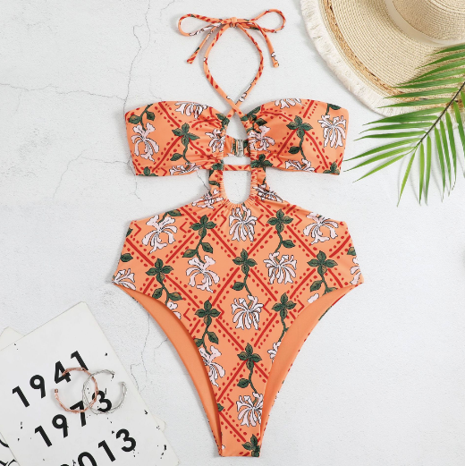 Floral Hollow Out Swimsuit