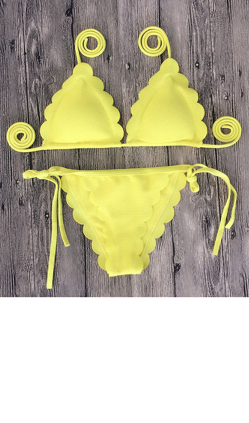 Solid Color Bikini Set