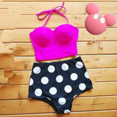 Dots Print High Waist Bikini Set