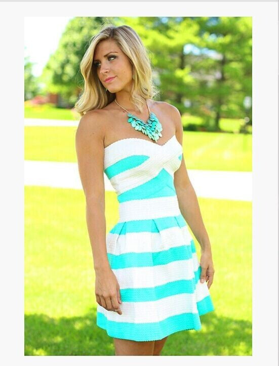 Stripe Strapless Dress