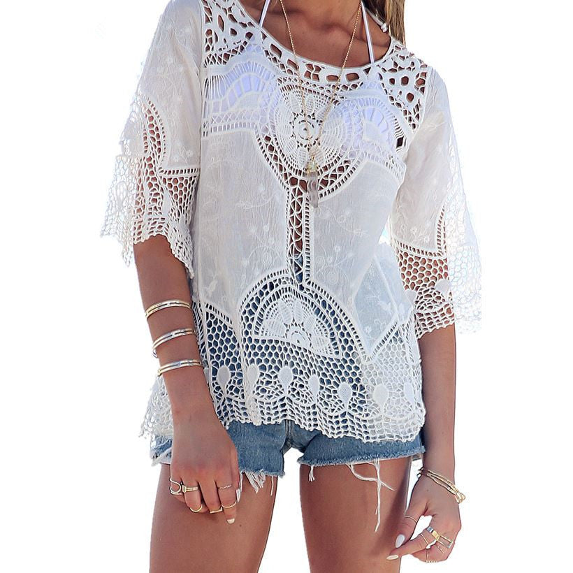 White Lace Hollow Top