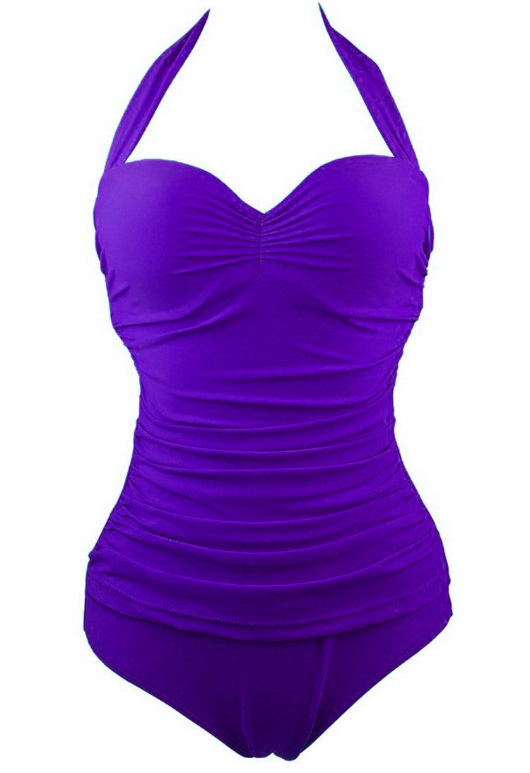 Solid Color One Piece Swimsuit