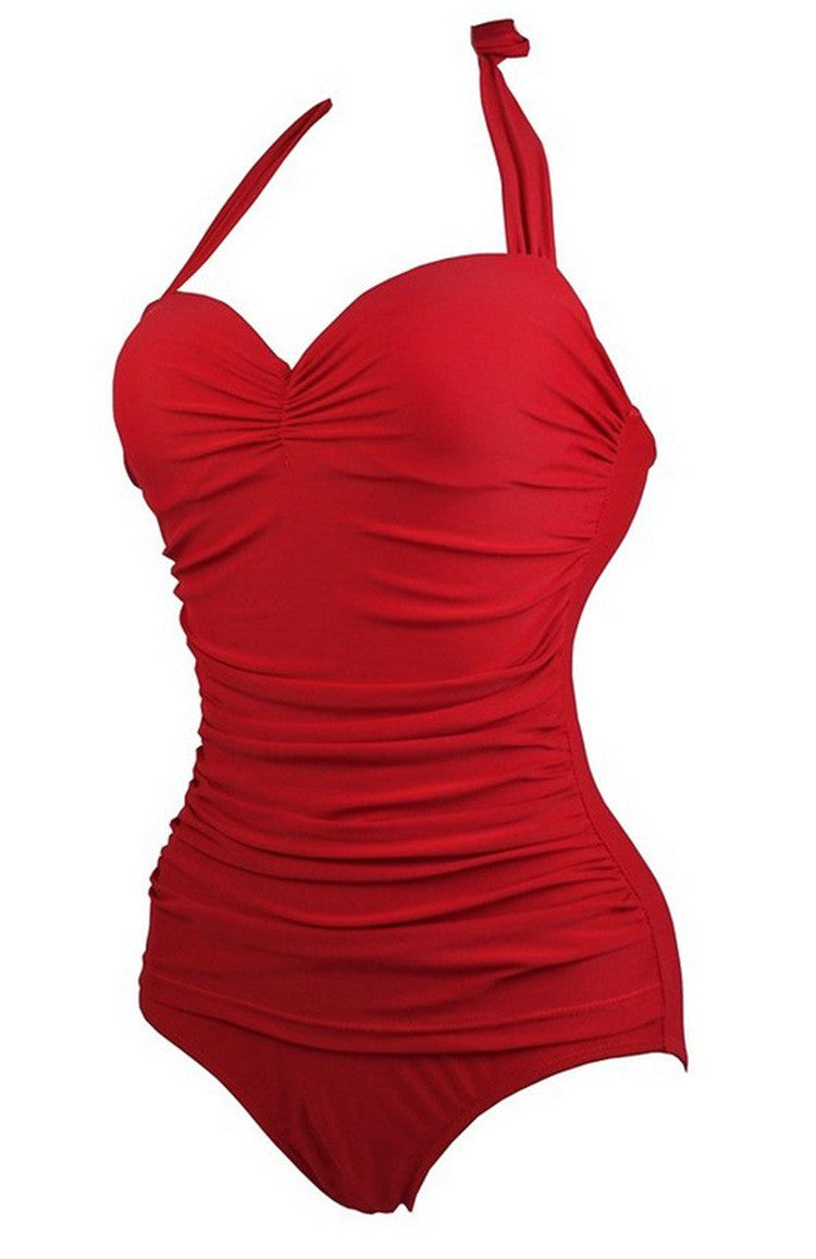 Solid Color One Piece Swimsuit