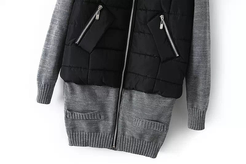 Sweater Splicing Hooded Coat