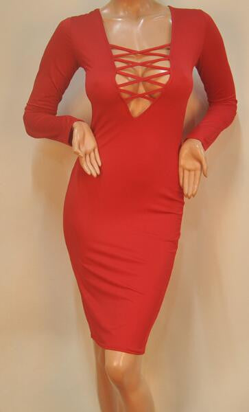 Romoti Front Lace Up Bodycon Dress