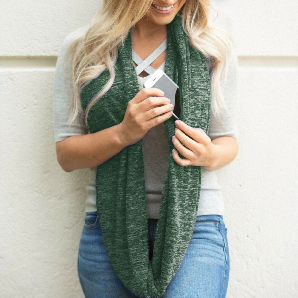 Storage Zipper Pocket Scarf