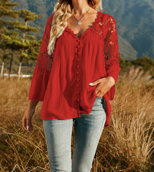Lace V Neck Top