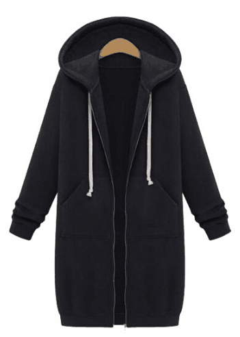Zipper Hooded Coat