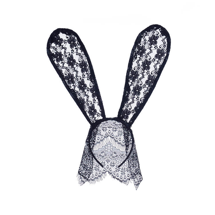 Lace Rabbit Ears Hair Band And Mask