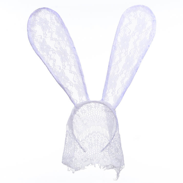 Lace Rabbit Ears Hair Band And Mask