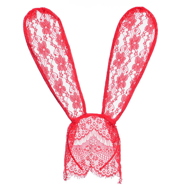 Lace Rabbit Ears Hair Band And Mask
