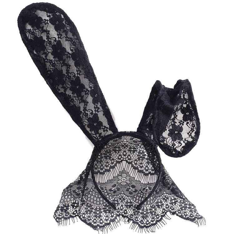 Lace Rabbit Ears Hair Band And Mask