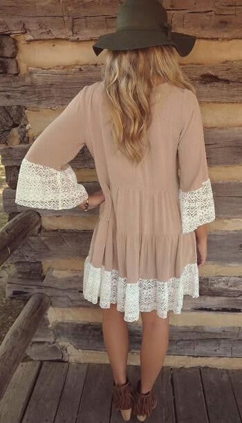 Romoti Three-quarter Sleeve Lace Dress