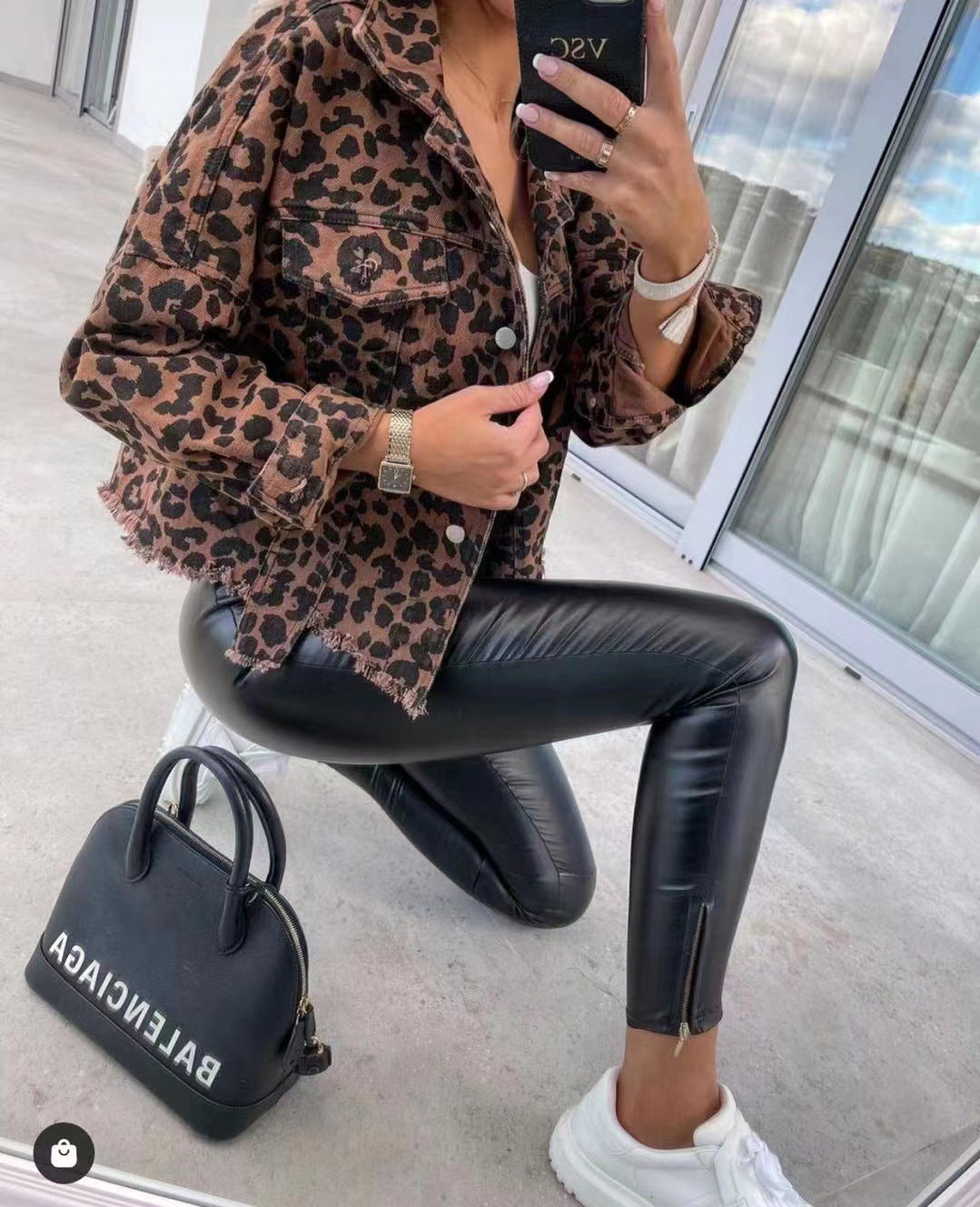 Leopard Denim Coat