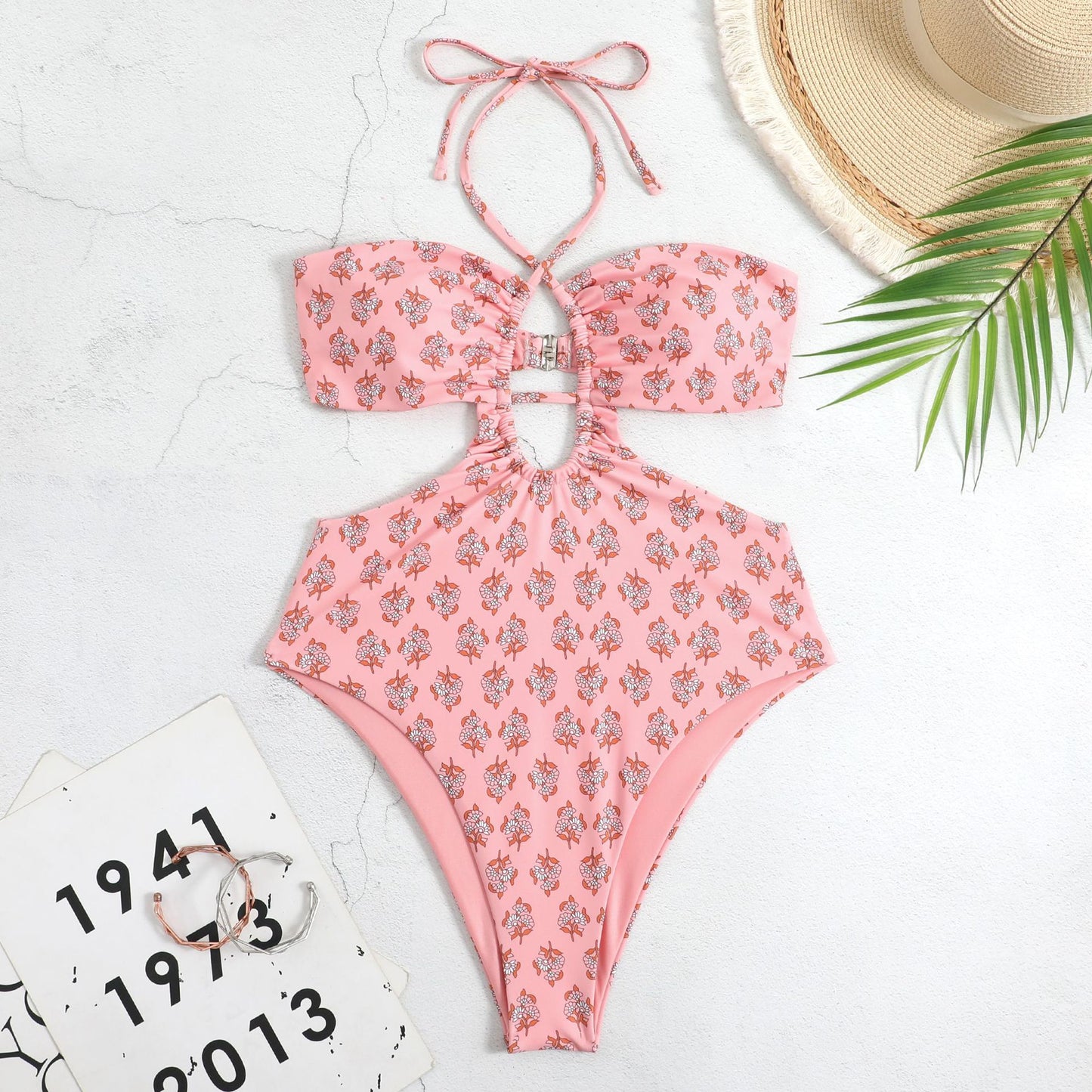 Floral Hollow Out Swimsuit