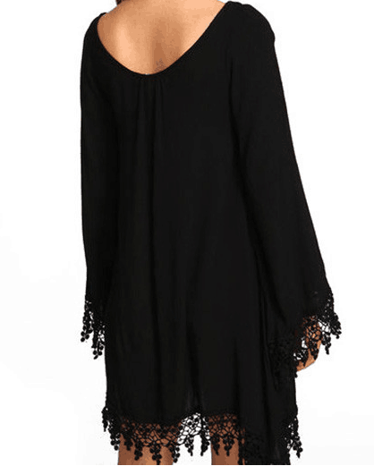 Romoti Lace Asymmetric Black Dress