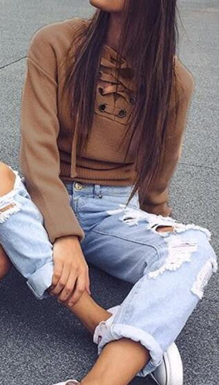 Romoti All To Lace Up Sweater