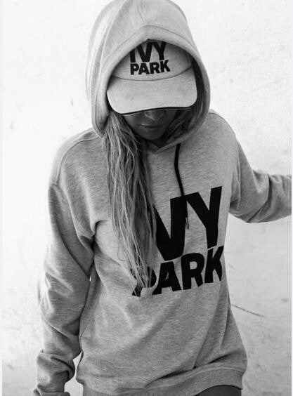 Romoti Gray Letter Print Hooded Sweatshirt