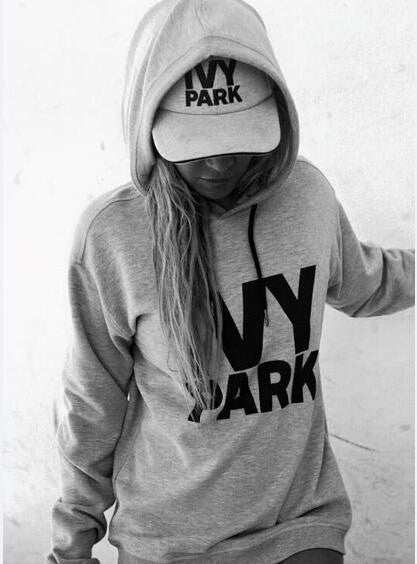 Romoti Gray Letter Print Hooded Sweatshirt