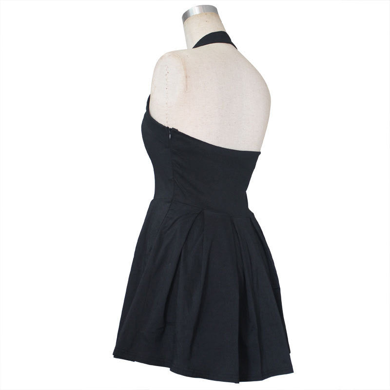 Romoti Halter Neck Ruffle A Line Dress