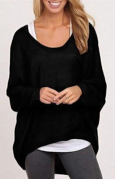 Romoti Have Fun Knit Round Neck Oversized Top