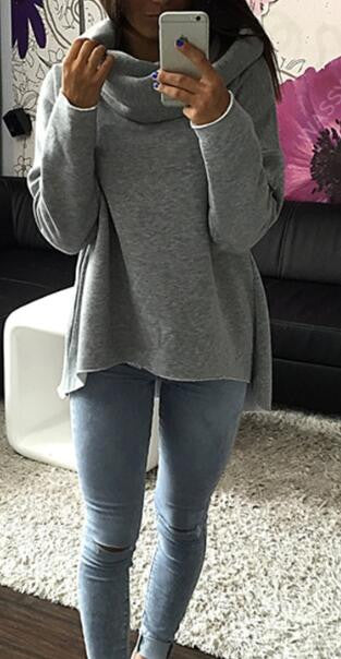 Romoti High Collar Irregular Sweashirt