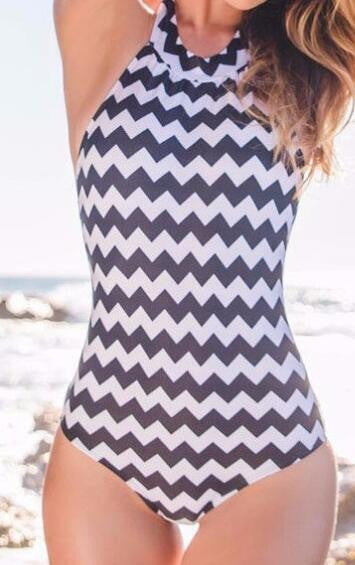 Romoti Kind Of Simple Wavy Stripe One Piece Swimsuit