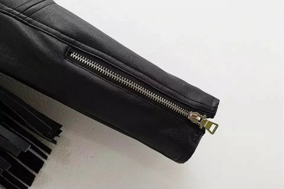 Romoti Like It Tassel Black PU Jacket