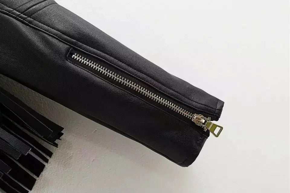 Romoti Like It Tassel Black PU Jacket