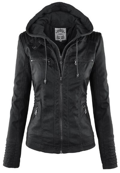 Romoti Love Youself PU Hooded Jacket