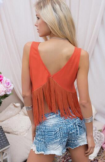 Romoti Orange Tassel Top