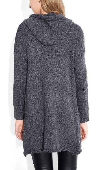 Romoti Stay What You Want Gray Hooded Sweater Cardigan