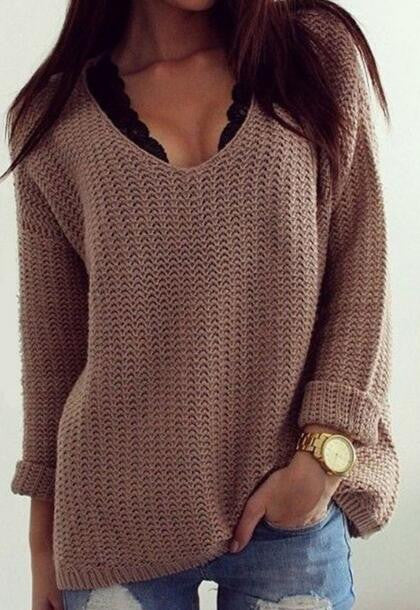 Romoti Stylish V Neck Sweater