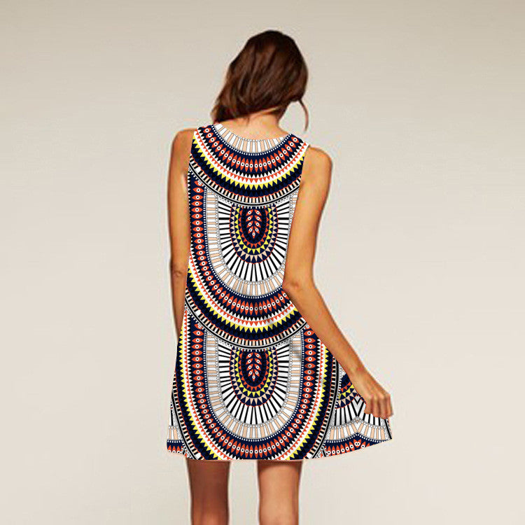 Romoti Tribe Print Sleeveless Dress