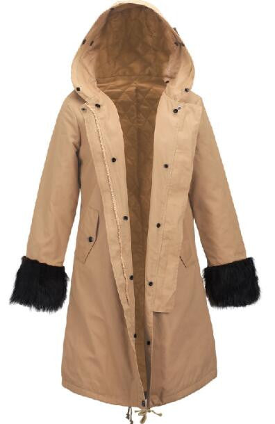 Romoti Warm Fur Collar Hooded Coat