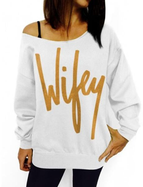 Romoti Wifey Letter Print Sweatshirt