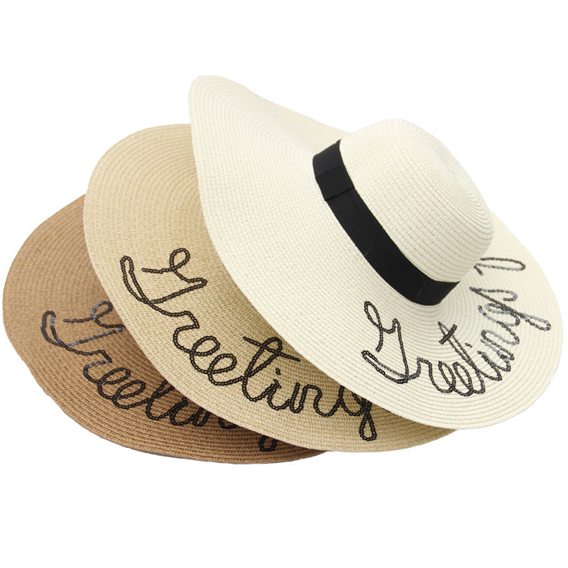 Sequins Letter Straw Hat