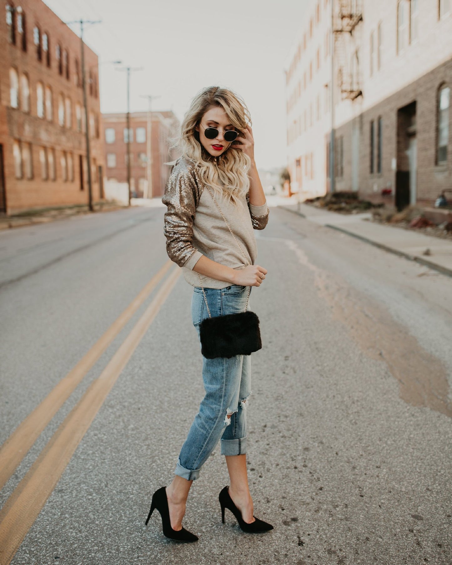 Sequins Round Neck Top